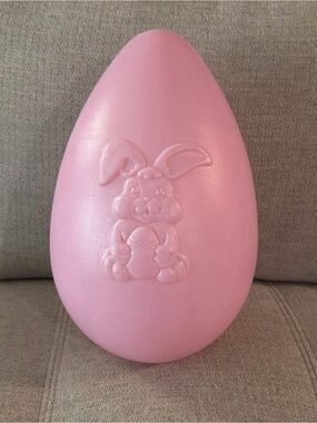 1998 Grand Venture 14” Pink Easter Egg Blow Mold with Raised Easter Bunny